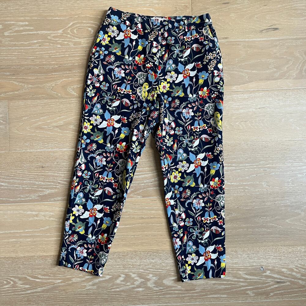 Boden Carrie Printed Trousers Navy Floral Ankle Pants